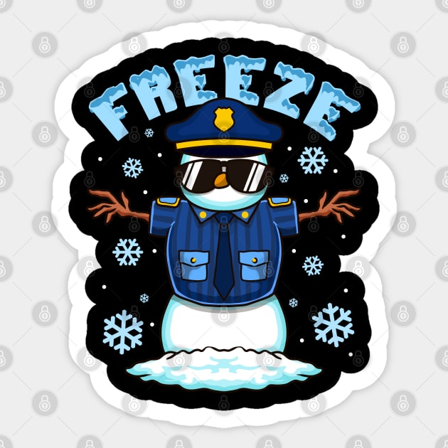 Freeze Police Snowman Hilarious Christmas Police Officer Sticker by creative